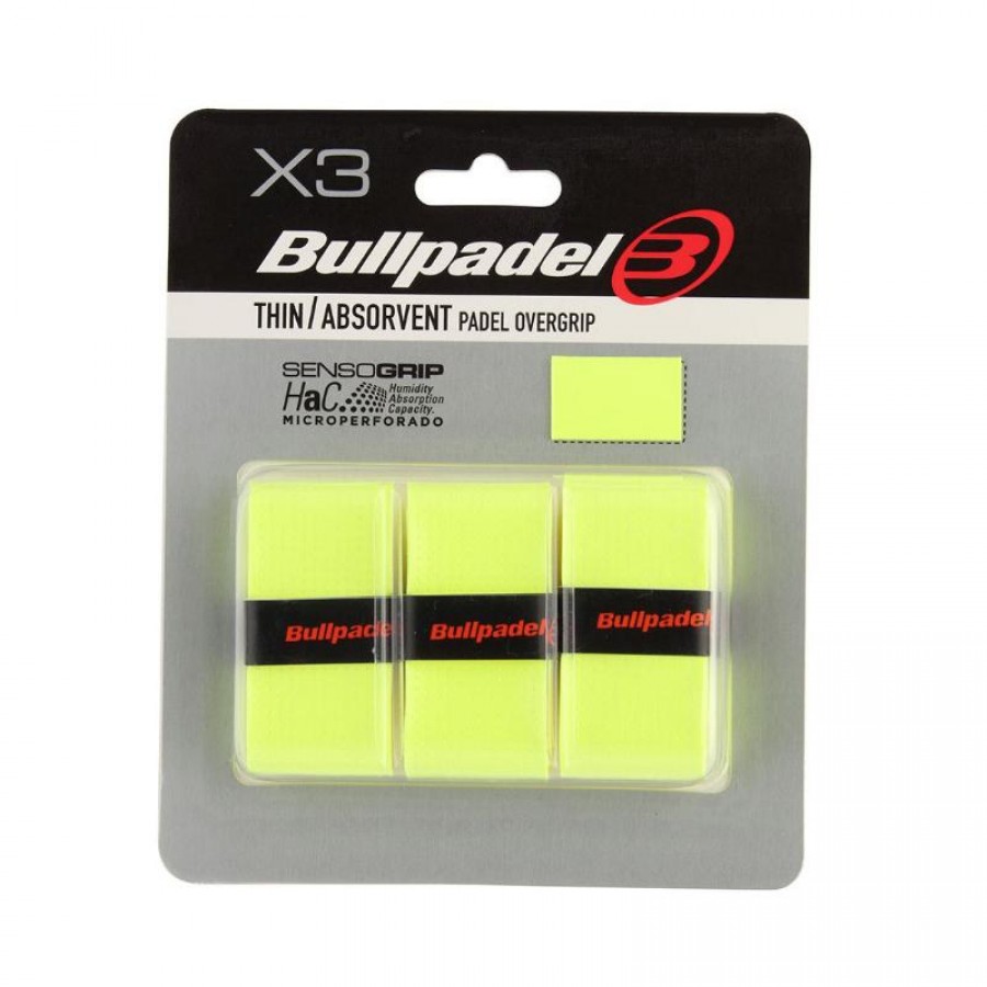 Blister Bullpadel 3 Overgrips GB1705 Senso Perforated Yellow Sulfur Fluor