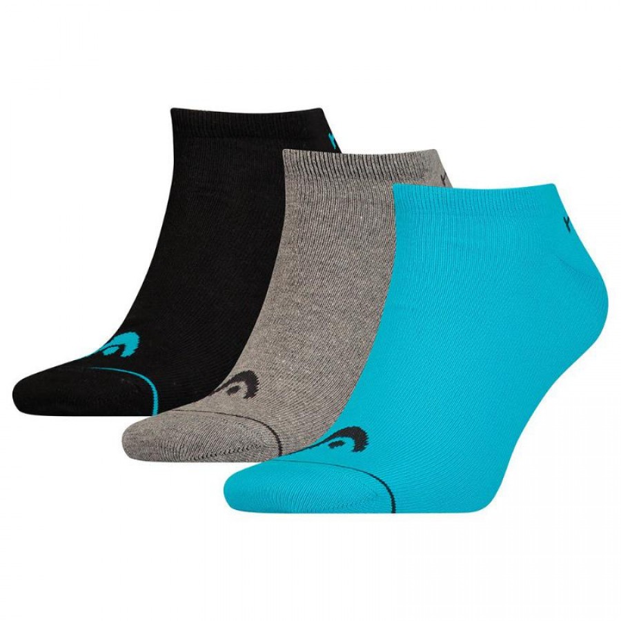 Head Sneaker Socks Blue Grey Black 3 Pairs