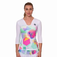 Bidi Badu Kaleido Col V Blanc Mix T-Shirt Femme