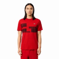 Camiseta Lacoste Novak Djokovic Ultra Dry Rojo Burdeos