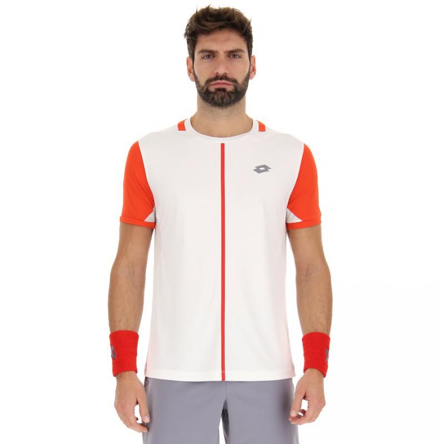 Camiseta Lotto Top IV Blanco Brillante Rojo Amapola