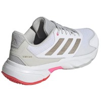 Baskets Femme Adidas CourtJam Control 3 Blanc Argent Rouge