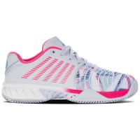 Zapatillas Kswiss Express Light 3 HB Padel Gris Blanco Rosa Neon Mujer