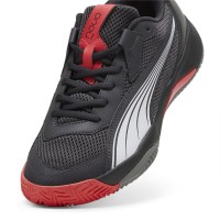 Zapatillas Puma Nova Court Gris Oscuro Negro Rojo